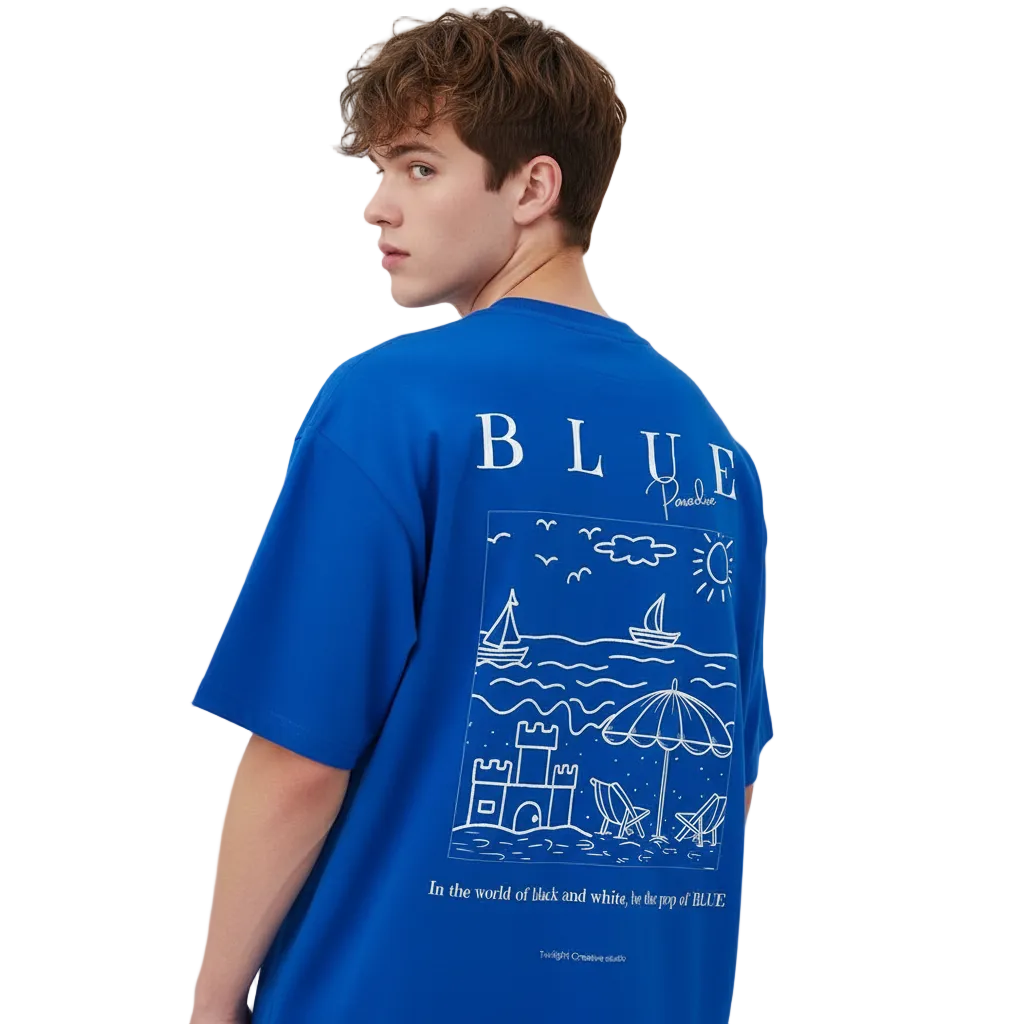 TRUE BLUE OVERSIZED TEE